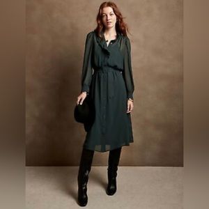 Banana Republic Factory Belted Midi Shirtdress Emerald Size Large